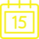 Yellow calendar graphic, date 15