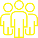 Yellow people icons on black background
