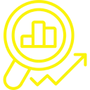 Yellow graph and arrow symbol